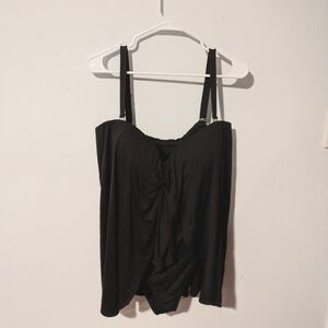 Lauren Ralph Lauren Black Bandeau Flyaway One Piece Bathing Suit Size 20W